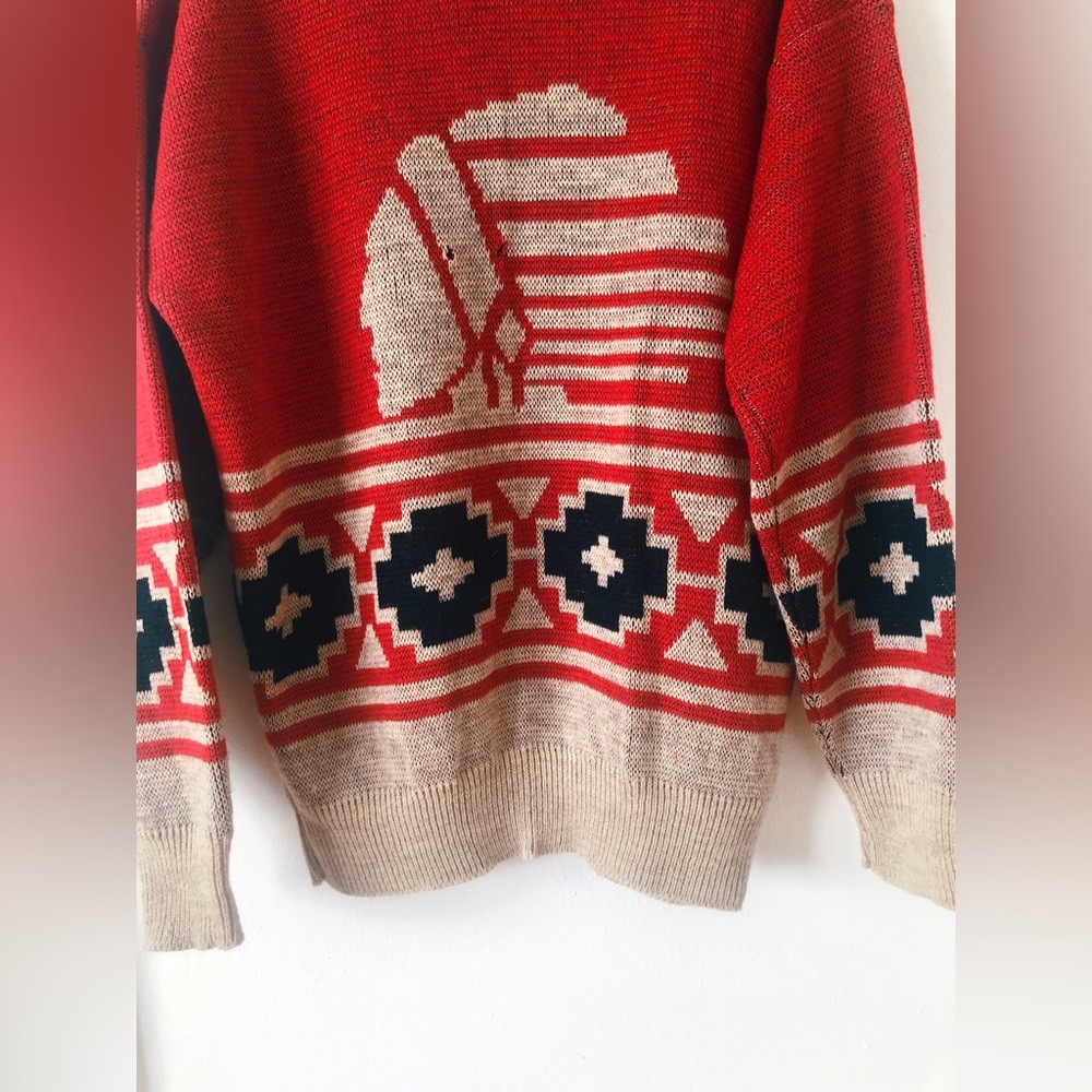 Vintage 70s 80s RARE Pendleton Wool Sweater with Western Motif - Picture 7 of 12